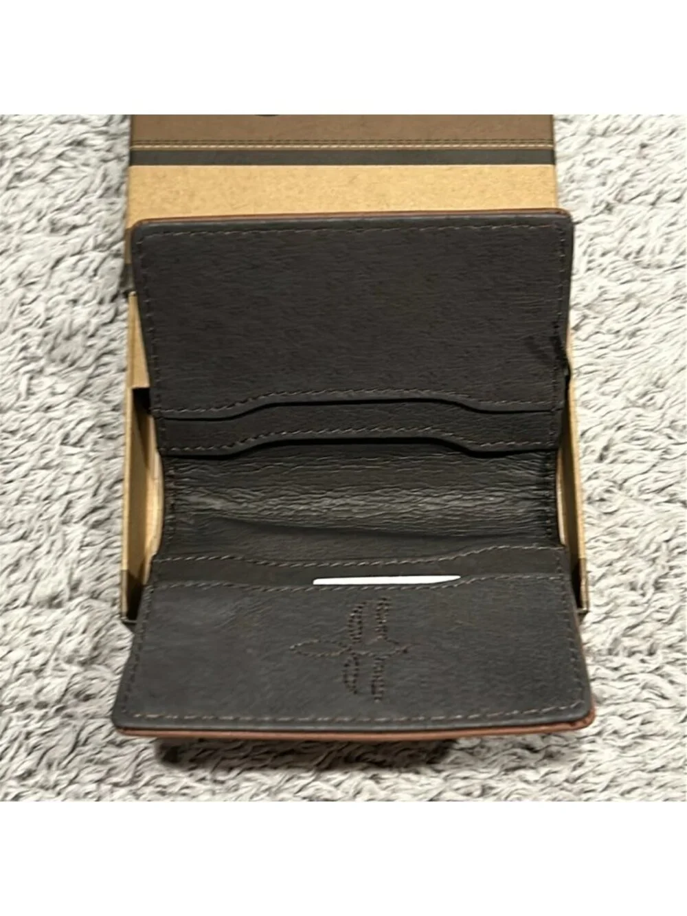 Justin Boots genuine leather CARD WALLET with Gusset men's new in box